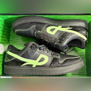 Men's Black and Neon Green Sneakers